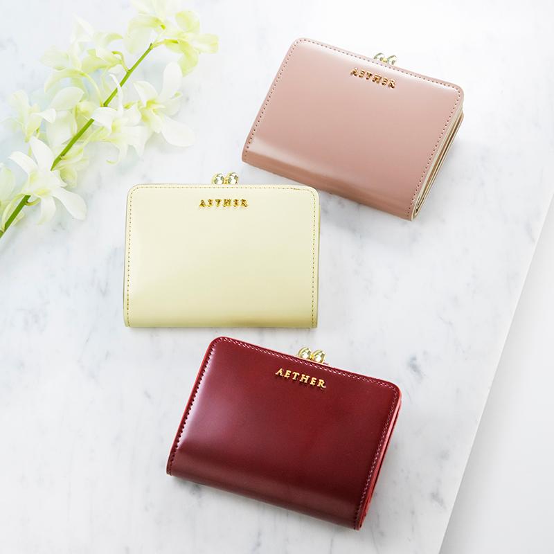Aether 二つ折り財布 がま口 レディース 日本製 コードバン ディアマン 高級革 大人可愛い お財布 プレゼント ブランド エーテル P Aether Yahoo 店 通販 Yahoo ショッピング