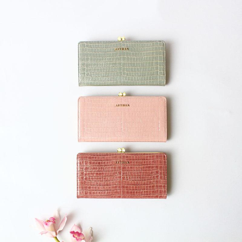 公式 グッズ AETHER 長財布 がま口 レディース イタリア製 クロコ型押しレザー 「ニナ」がま口長財布 ブランド エーテル 【2600258533】(13728円)