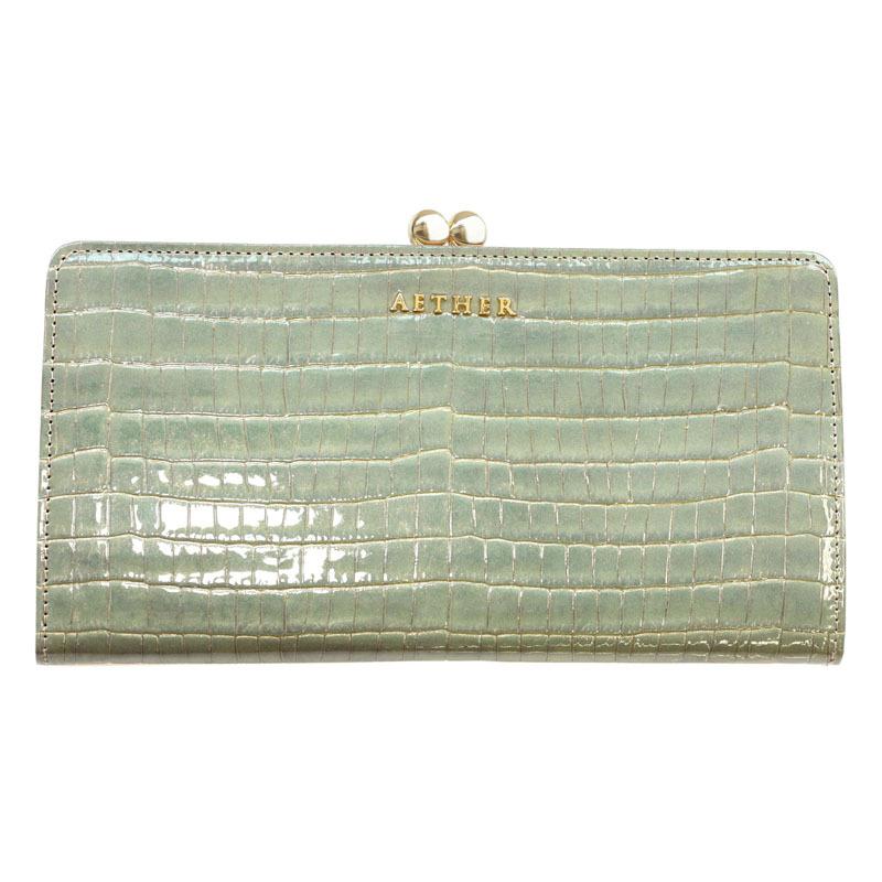 公式 グッズ AETHER 長財布 がま口 レディース イタリア製 クロコ型押しレザー 「ニナ」がま口長財布 ブランド エーテル 【2600258533】(13728円)