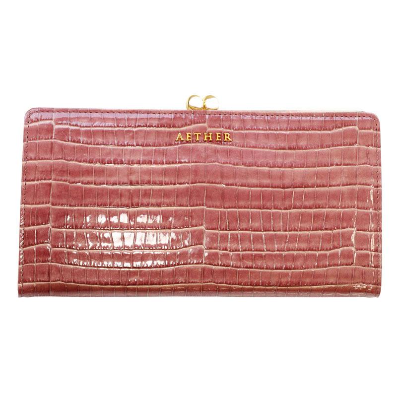 公式 グッズ AETHER 長財布 がま口 レディース イタリア製 クロコ型押しレザー 「ニナ」がま口長財布 ブランド エーテル 【2600258533】(13728円)