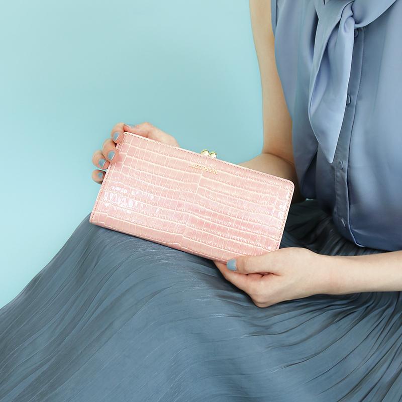 公式 グッズ AETHER 長財布 がま口 レディース イタリア製 クロコ型押しレザー 「ニナ」がま口長財布 ブランド エーテル 【2600258533】(13728円)