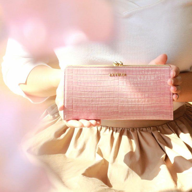 公式 グッズ AETHER 長財布 がま口 レディース イタリア製 クロコ型押しレザー 「ニナ」がま口長財布 ブランド エーテル 【2600258533】(13728円)