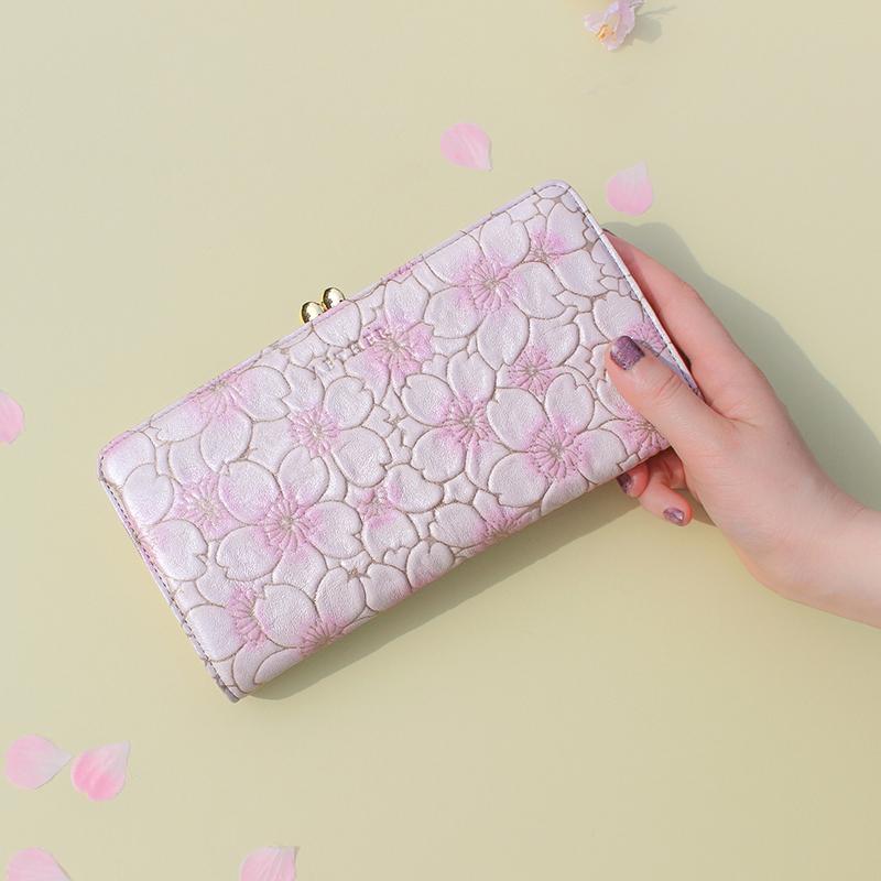 AETHER 長財布 がま口 レディース イタリア製 桜柄レザー 「サクラ」 がま口長財布 プレゼント ブランド エーテル p3610015 AETHER !店 通販 AETHER エーテル サクラ がま口長財布 花柄