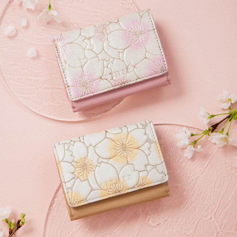 Aether 三つ折り財布 ミニ財布 レディース イタリア製 桜柄レザー サクラ プレゼント ブランド エーテル P Aether Yahoo 店 通販 Yahoo ショッピング