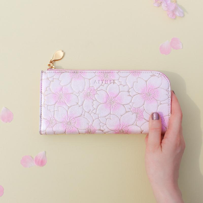Aether 長財布 L字ファスナー レディース イタリア製 桜柄レザー サクラ L字長財布 ブランド エーテル P Aether Yahoo 店 通販 Yahoo ショッピング