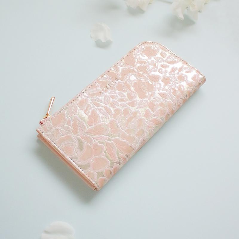 Aether 長財布 L字ファスナー レディース イタリア製 ローズ型押しレザー シュクレ L字長財布 ブランド エーテル P Aether Yahoo 店 通販 Yahoo ショッピング