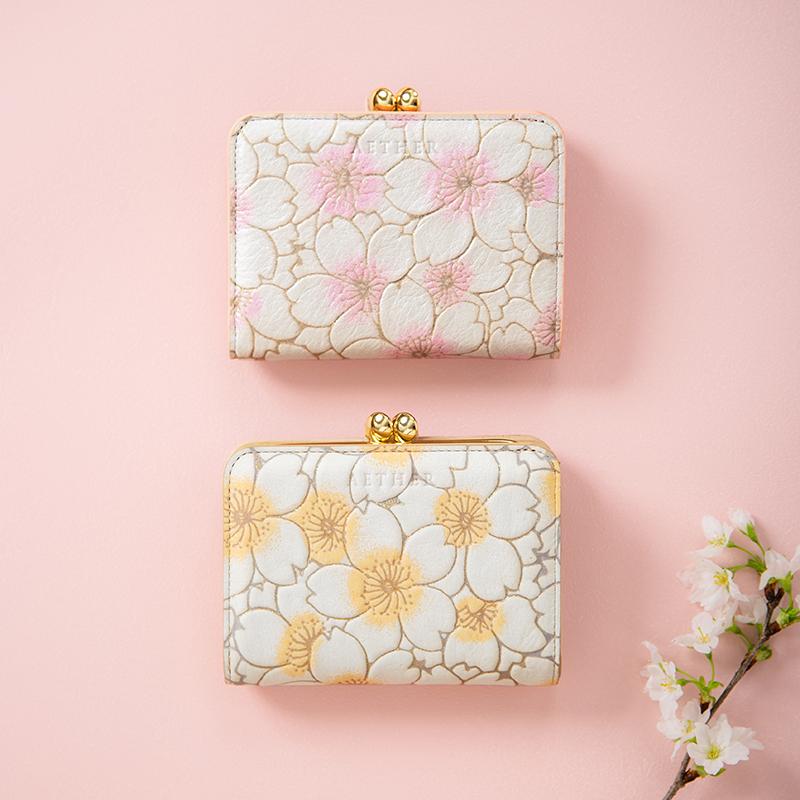 Aether 二つ折り財布 がま口財布 レディース イタリア製 桜柄レザー サクラ 大人可愛い お財布 プレゼント ブランド エーテル P Aether Yahoo 店 通販 Yahoo ショッピング