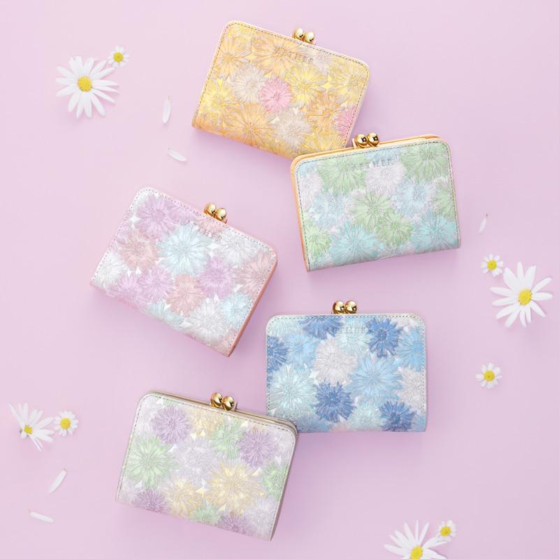 Aether 二つ折り財布 がま口 レディース イタリア製 型押しレザー マルグリート 大人可愛い お財布 ブランド エーテル P Aether Yahoo 店 通販 Yahoo ショッピング