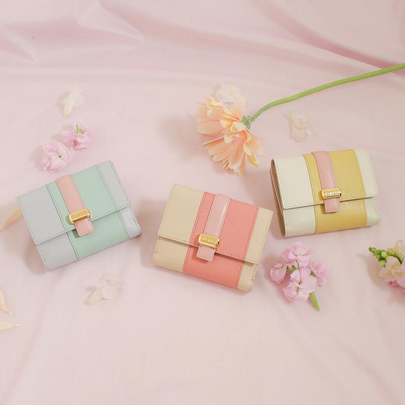 AETHER 二つ折り財布 ミニ財布 レディース パステルカラー マルチ