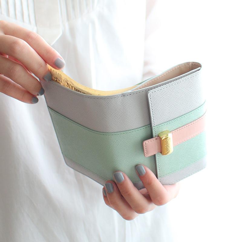 AETHER 二つ折り財布 ミニ財布 レディース パステルカラー マルチ