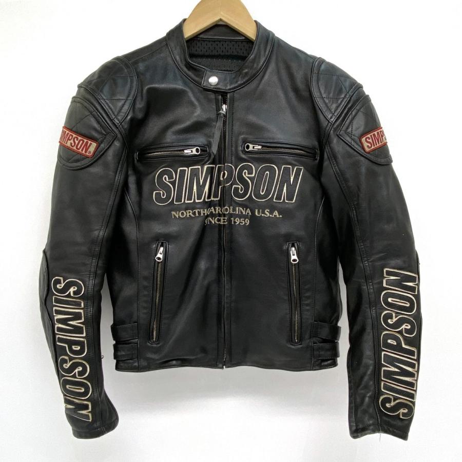 シンプソン　ライダースレザージャケット 革ジャン L シンプソン 革ジャン レザー ジャケット ライダース 本革 牛革