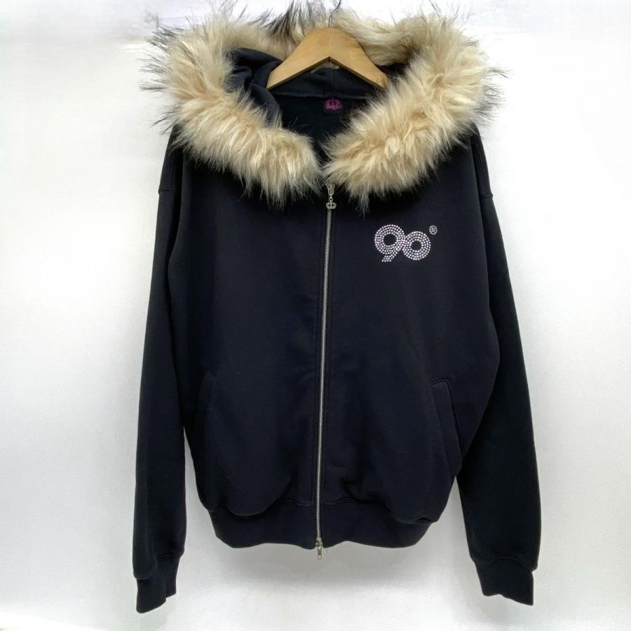 【早い者勝ち】9090 パーカー黒 M 9090 ナインティナインティ Logo Far Zip Hoodie フーディ パーカー M