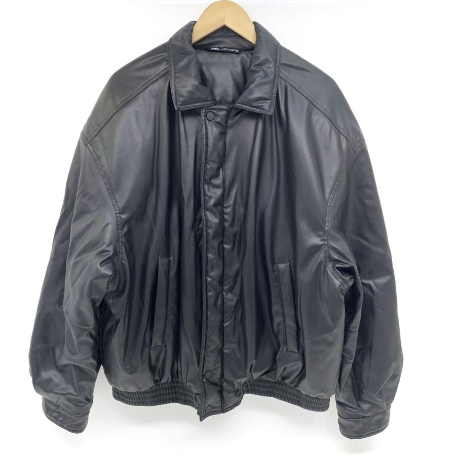 ZARA ザラ レザーブルゾン XLサイズ ブラック ※中古 : お宝ストア