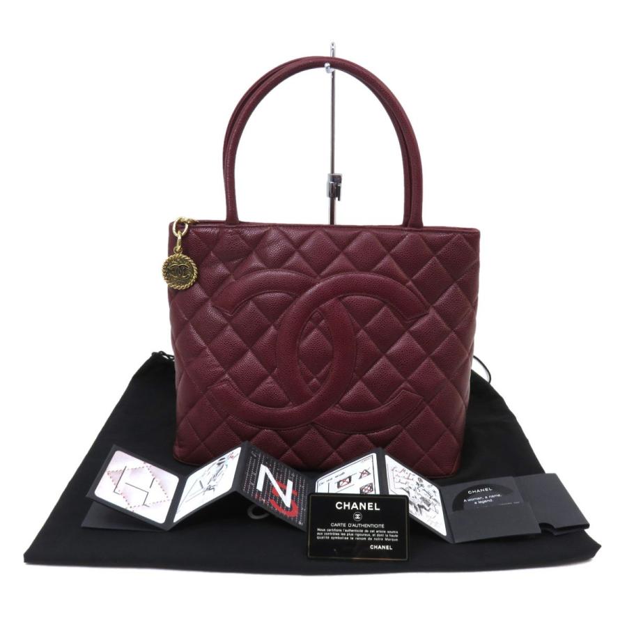 CHANEL シャネル キャビアスキン 復刻トート ボルドー ゴールド金具 