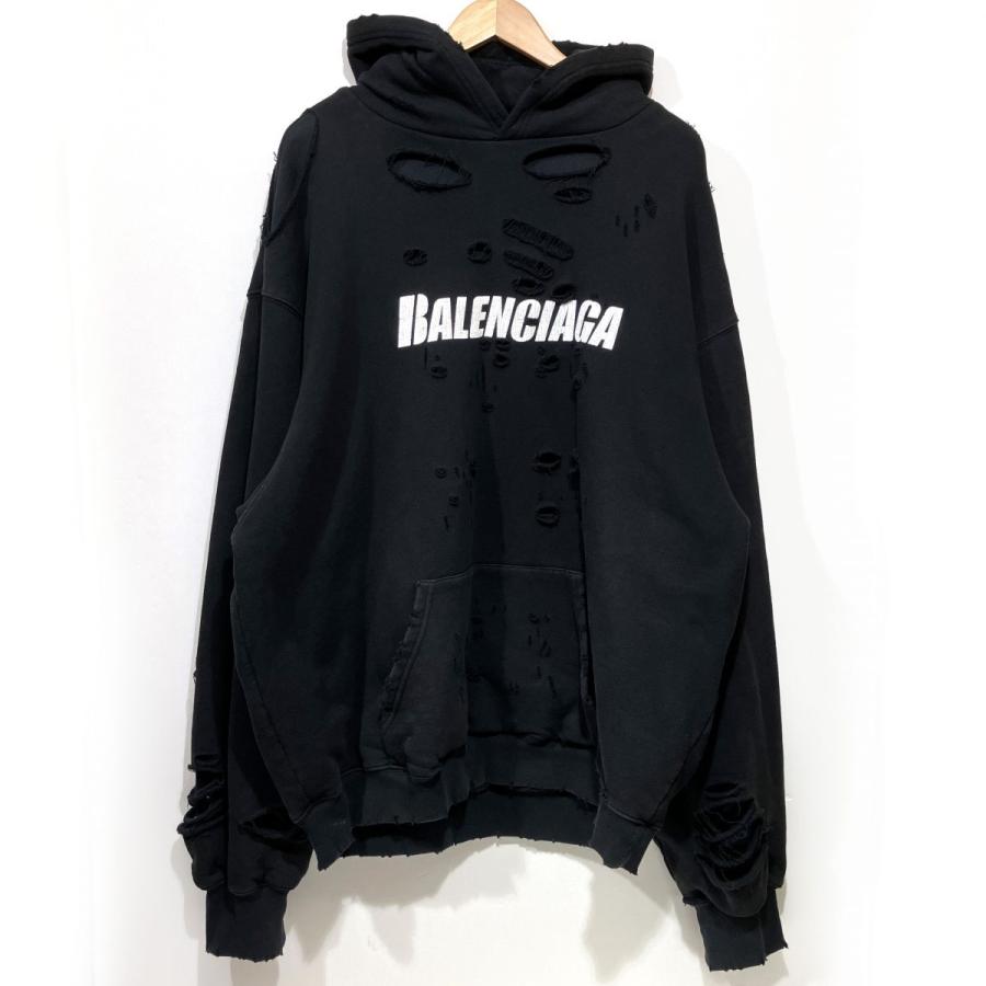 BALENCIAGA バレンシアガ プルオーバー パーカー ダメージ加工
