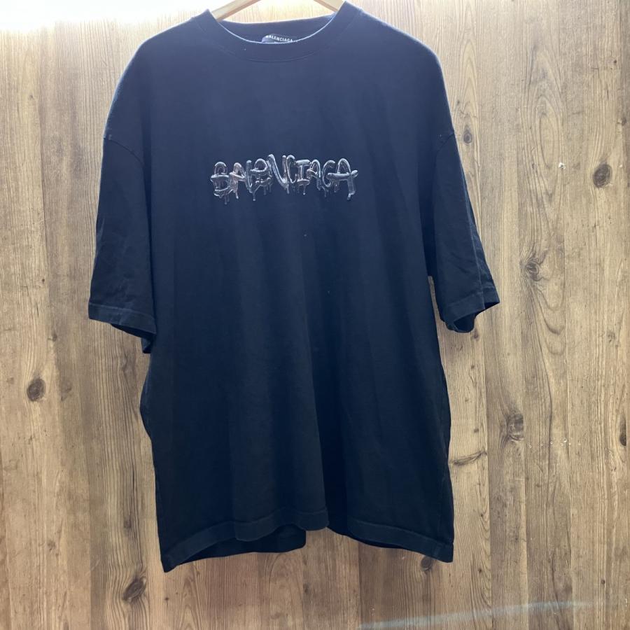BALENCIAGA バレンシアガ Tシャツ スライムロゴ ブラック 612966 XXL 