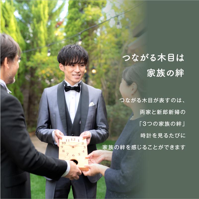 結婚式の両親プレゼント 木目がつながる三連時計｜BASIC 振り子あり_2