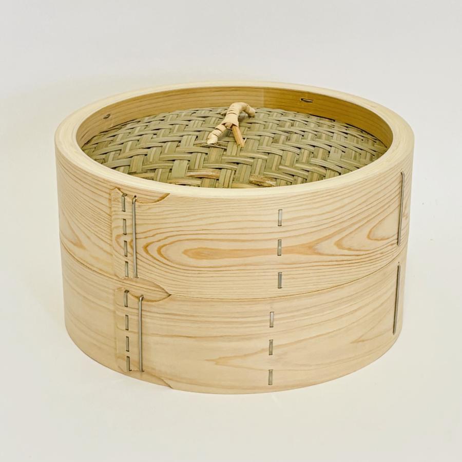 ひのき せいろ 1段 27cm 中華せいろ 日本製 檜 蓋付 セット 木製 セイロ 蒸し器 蒸篭 蒸籠 直径27x高さ15cm 国産 桧 竹 手作りの画像