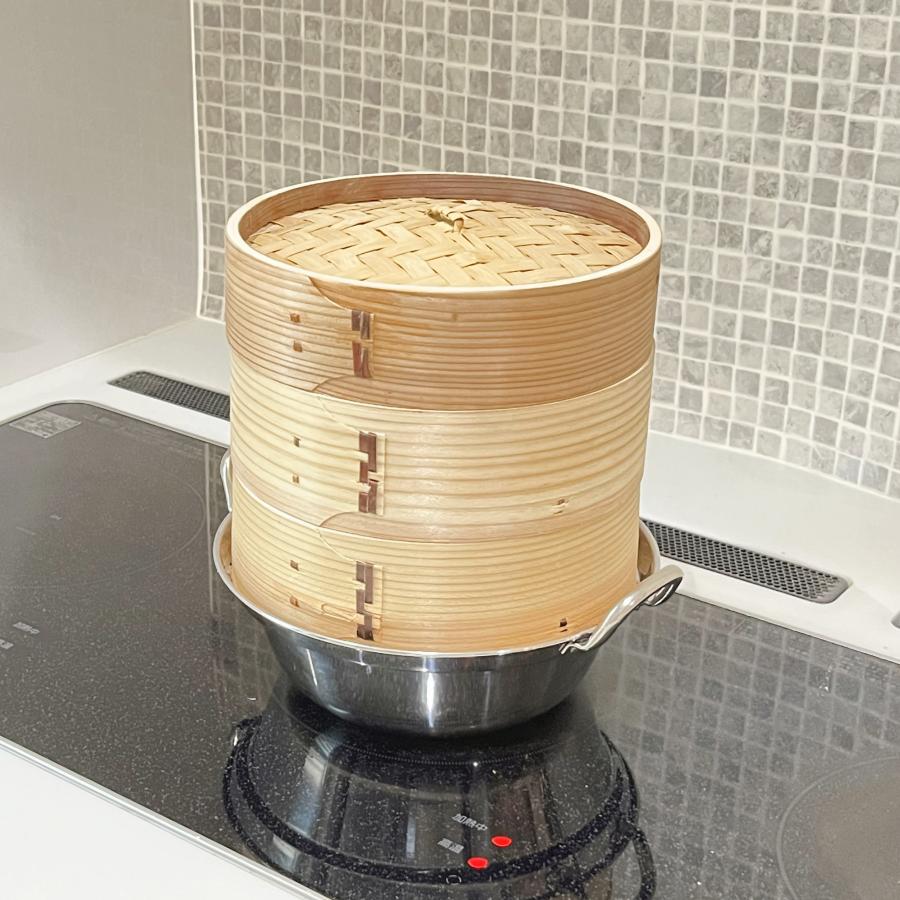 せいろ 鍋付き 21cm IH対応 2段セット 中華せいろ 木製 セイロ 蒸し器