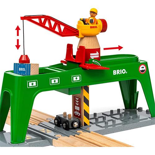 BRIO 木製レールセット 貨物駅 クレーン 車両多数 BRIO（ブリオ） 木のおもちゃ 木製レール コンテナクレーン 誕生日 3歳