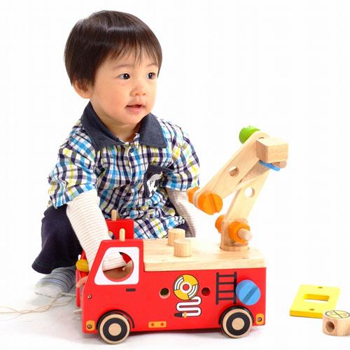 木のおもちゃ I'm TOY アイムトイ アクティブ消防車 2歳 おもちゃ 知育玩具 入園 入学｜kinoomocha｜02