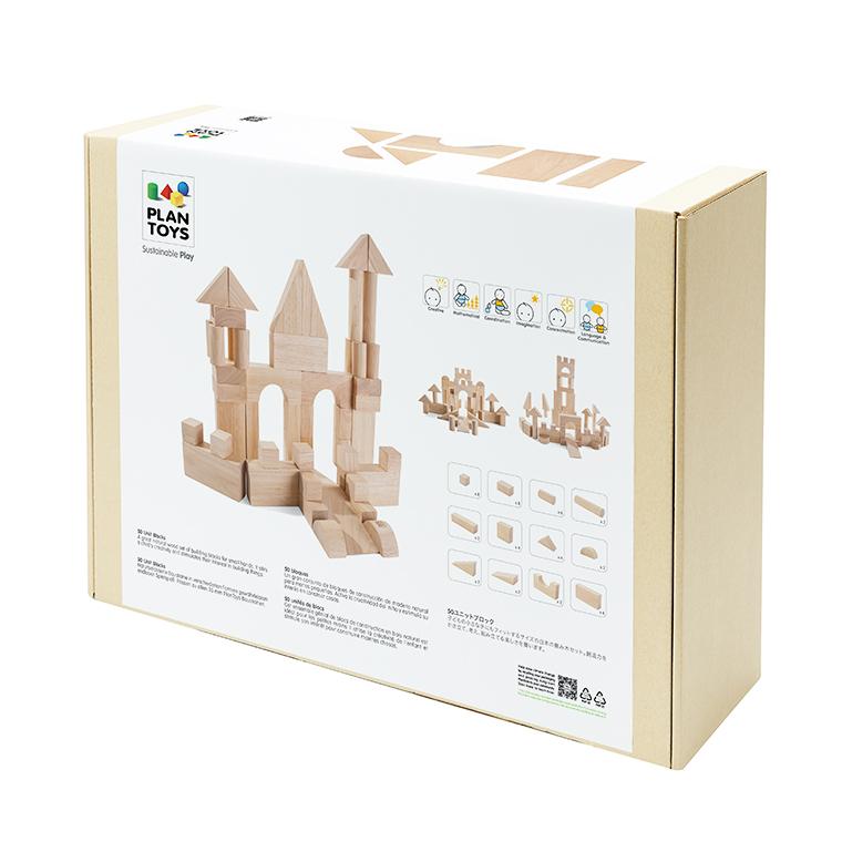 木のおもちゃ Plantoys プラントイ ユニットブロック50 2 積木 つみき 50ピース お誕生日 1歳半 2歳 おうち時間 子供 プレゼント 贈り物  木製玩具 おうち時間の画像