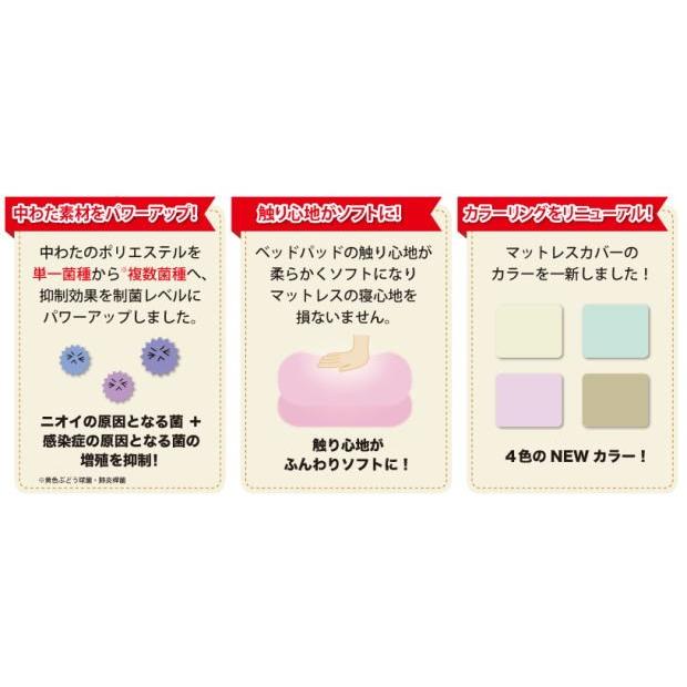 バイオ寝装3点パック グッドスリーププラス ダブルロング フランスベッド ベッドパッド マットレスカバー シーツ ウォッシャブル 抗菌 防臭 綿100％_1