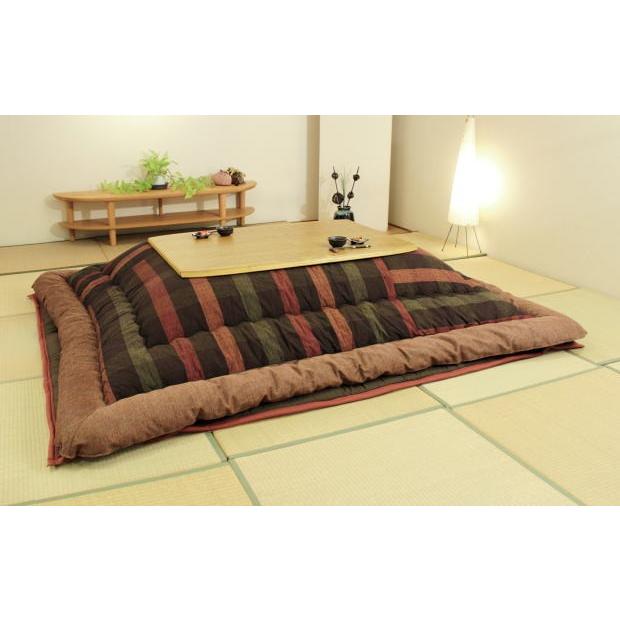 こたつ布団 コタツ布団 KF-388 長方形 105〜120cmこたつ用 掛・敷 セット 格子柄 和柄 絣技法 ファブリック 布 厚手 国産 日本製