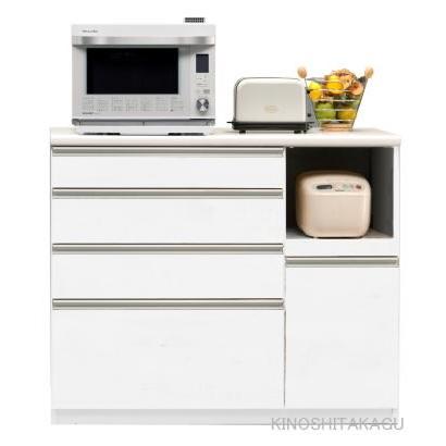キッチンカウンター セイント Saint レンジ台 幅120cm ホワイト 白 ダイニング 収納 扉 引出し ハイタイプ コンセント 国産 日本製 開梱・設置サービス