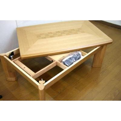 こたつ 家具調こたつ コタツ サクセス 幅150cm リビング 市松模様 三味胴 カントリー 天然木 ナラ 変化貼り 国産 日本製の画像