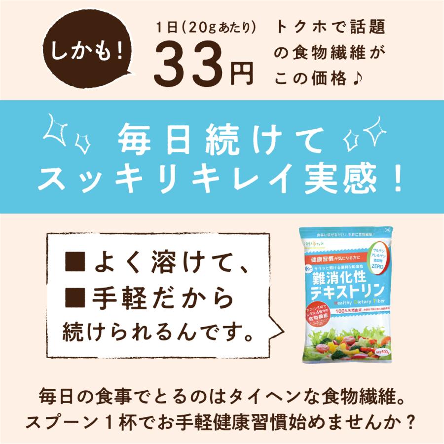 難消化性デキストリン 500g スーパー即溶顆粒 デキストリン 非遺伝子組換え 食物繊維 水溶性食物繊維 LOHAStyle ロハスタイル｜kinousei｜06