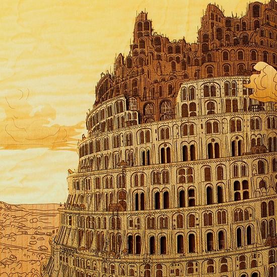 木はり絵手作りキット「バベルの塔II」 〜 ペーパークラフト感覚で