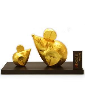 金箔貼 鼠置物「栄福／三枝惣太郎作」