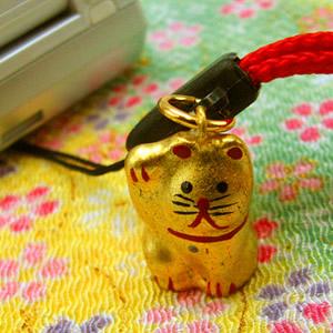豆金猫ストラップ[赤紐／黄紐／紺紐](全3種) : 金箔屋本舗Gold-shop