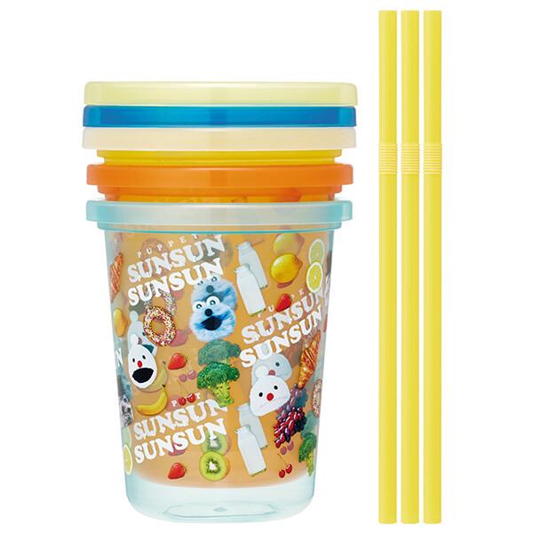パペットスンスン「ストロー付きタンブラー 320ml 3個セット」 : 金箔