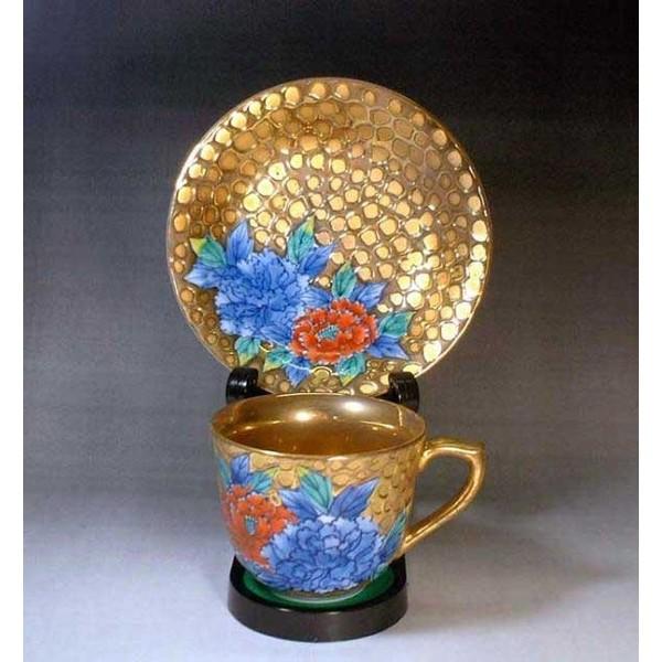 有田焼 染錦黄金牡丹絵コーヒーカップ｜陶芸家 藤井錦彩作 : 有田焼