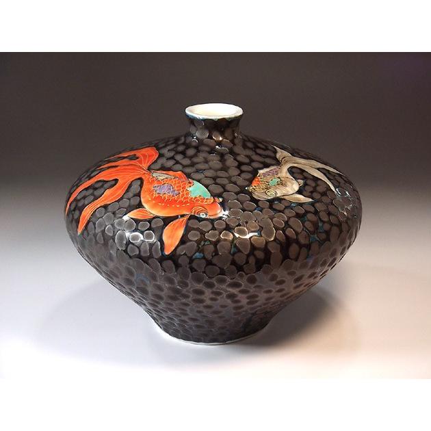 人気陶芸作家 苧坂恒治作 金彩 渦赤絵 手描き 八寸 八角皿 人気陶芸