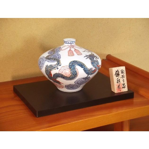 染錦金彩花結び龍絵花瓶｜有田焼 陶芸作家 藤井錦彩作 : 有田焼 藤井錦