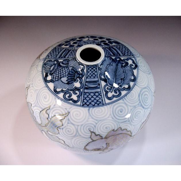 金魚の絵柄の花瓶 壺屋焼 金城次郎 魚の絵柄花瓶 【公式通販】