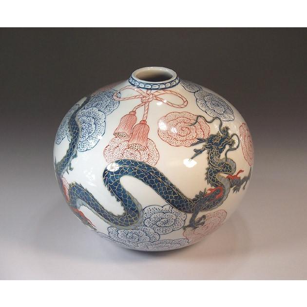 古伊万里様式染錦金彩花結び龍絵花瓶｜有田焼 陶芸作家 藤井錦彩作