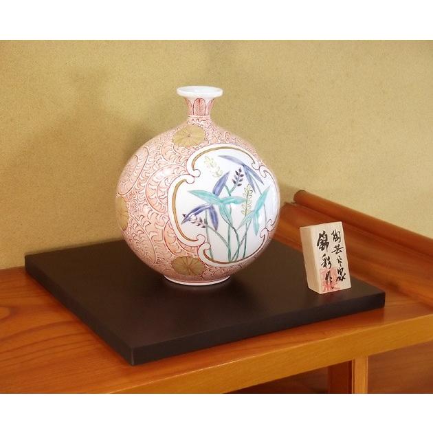 染錦金彩菊唐草割花絵花瓶｜有田焼 陶芸作家 藤井錦彩作