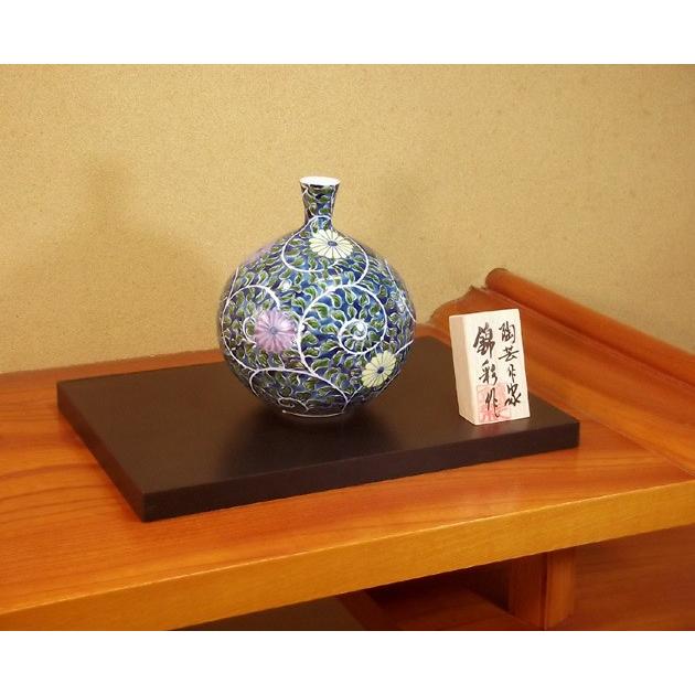 有田焼 藤井錦彩 作 染錦菊絵 花瓶 箱入り 有田焼 陶芸家 藤井錦彩作】有田焼美術品 染錦金彩菊唐草文様