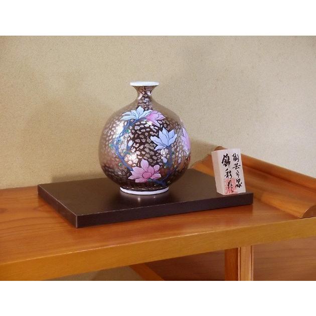 染錦プラチナ彩木蓮絵花瓶｜有田焼 陶芸作家 藤井錦彩作 : 有田焼 藤井