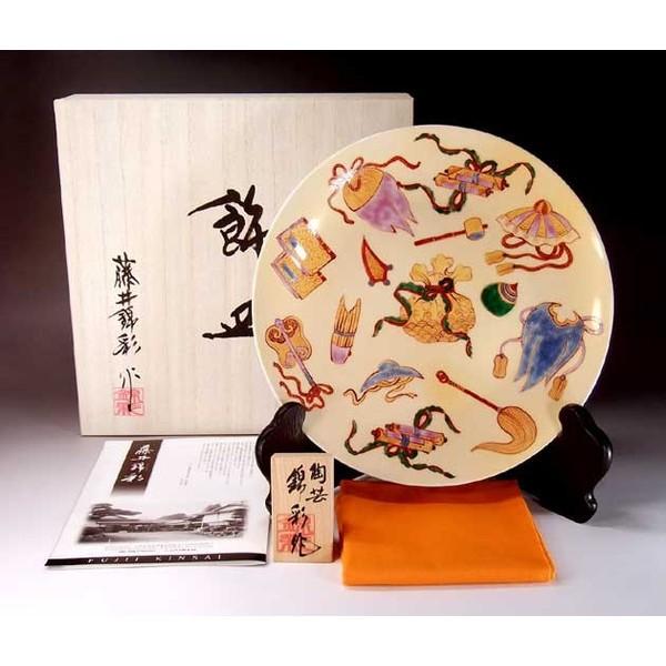 有田焼 金彩宝尽くし文様飾り大皿｜陶芸作家 藤井錦彩 作 : 有田焼