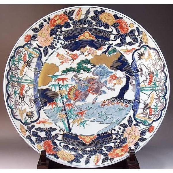 有田焼 古伊万里様式金彩麒麟絵飾り大皿｜陶芸作家 藤井錦彩 作