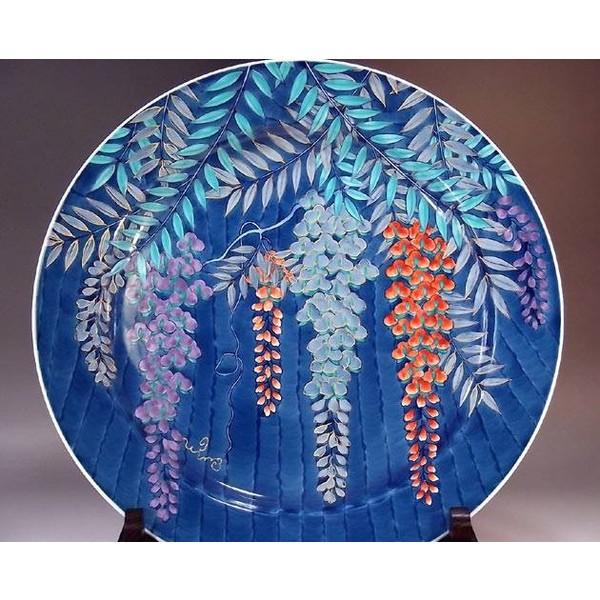 有田焼 色鍋島様式金彩藤絵飾り大皿｜陶芸作家　藤井錦彩 作_1