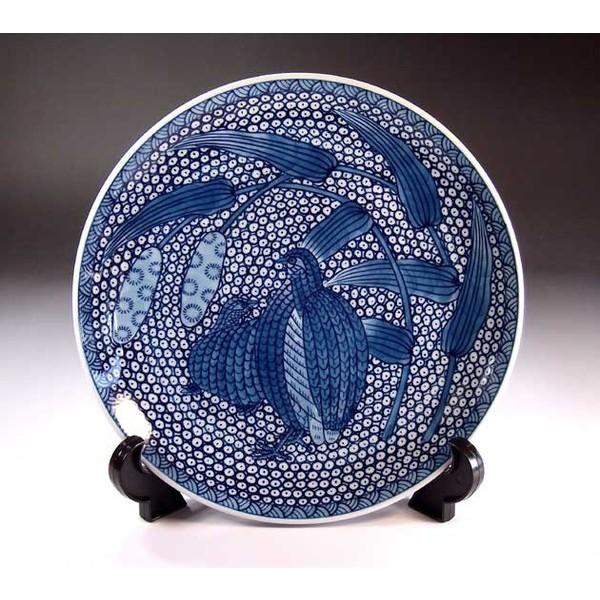 その他】陶芸日展作家 藤井朱明 染錦 桜文花鳥図 鯛皿