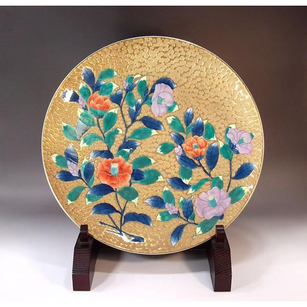 有田焼 染錦黄金椿絵飾り大皿｜陶芸作家　藤井錦彩 作