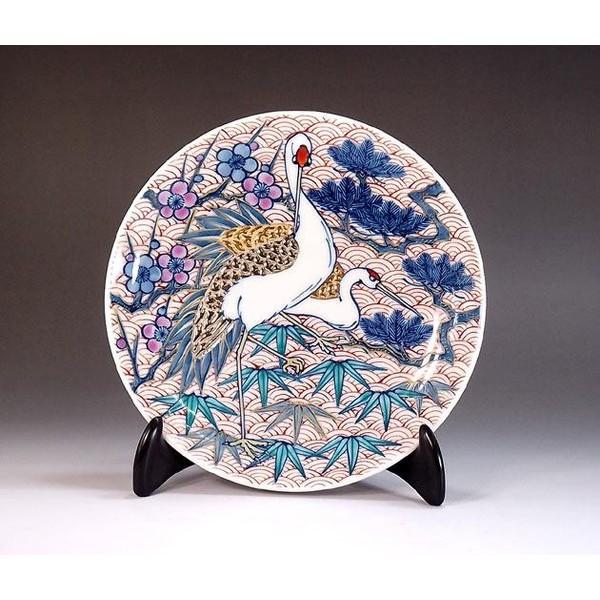 有田焼 染錦金・プラチナ彩松竹梅鶴絵飾り皿｜陶芸作家 藤井錦彩 作