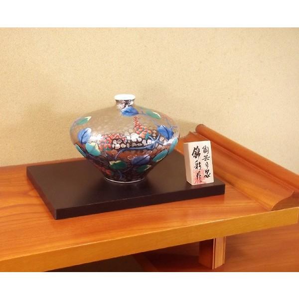 有田焼 染錦プラチナ彩葛絵花瓶｜陶芸作家 藤井錦彩 作 : 有田焼 藤井